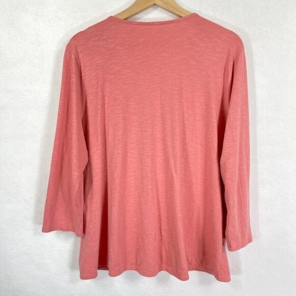 Pure Jill J. Jill Faux Wrap Blouse V-Neck Lightweight Pink Preppy Academia L - Picture 3 of 6
